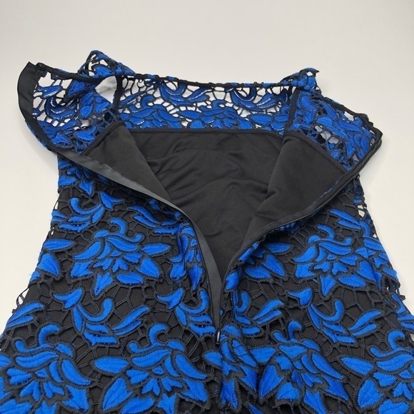 RARE Self-Portrait Cobalt Blue Floral Embroidered Lace Cocktail Mini Dress - Picture 6 of 16